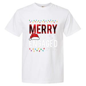 Merry And Engaged 2025 Red Plaid Matching Christmas Couple Garment-Dyed Heavyweight T-Shirt