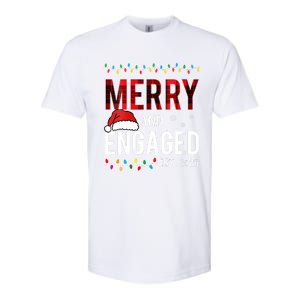 Merry And Engaged 2025 Red Plaid Matching Christmas Couple Softstyle CVC T-Shirt