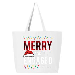 Merry And Engaged 2025 Red Plaid Matching Christmas Couple 25L Jumbo Tote