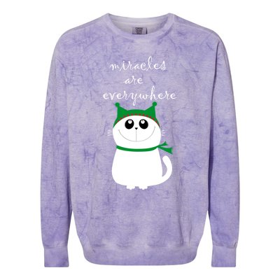 Miracles Are Everywhere Cute Xmas Cat Design Christmas Gift Colorblast Crewneck Sweatshirt