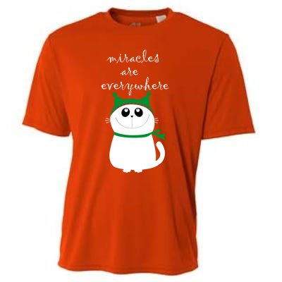 Miracles Are Everywhere Cute Xmas Cat Design Christmas Gift Cooling Performance Crew T-Shirt