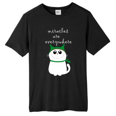 Miracles Are Everywhere Cute Xmas Cat Design Christmas Gift Tall Fusion ChromaSoft Performance T-Shirt