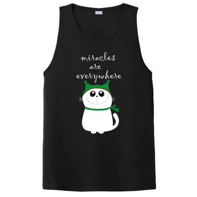 Miracles Are Everywhere Cute Xmas Cat Design Christmas Gift PosiCharge Competitor Tank