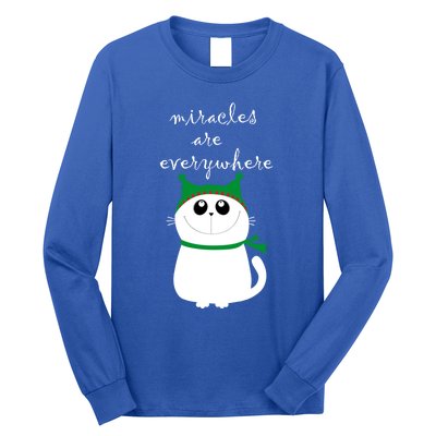 Miracles Are Everywhere Cute Xmas Cat Design Christmas Gift Long Sleeve Shirt