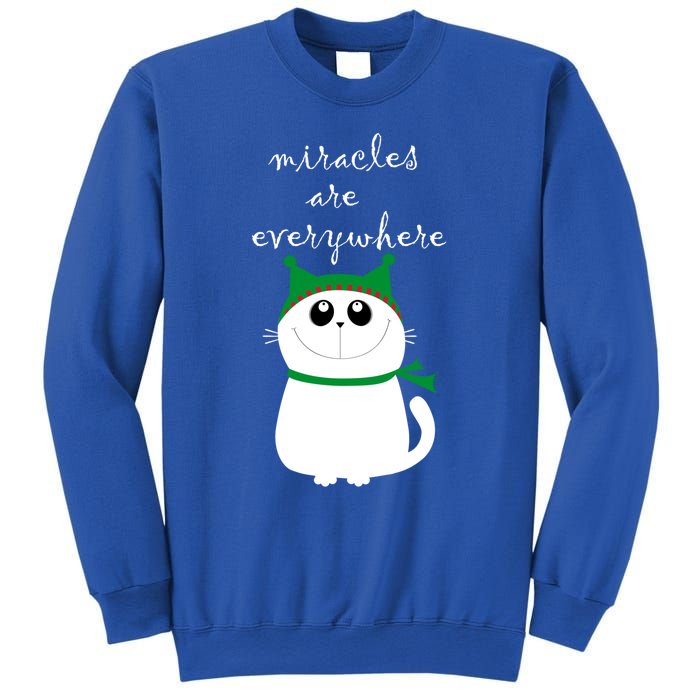 Miracles Are Everywhere Cute Xmas Cat Design Christmas Gift Sweatshirt