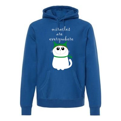 Miracles Are Everywhere Cute Xmas Cat Design Christmas Gift Premium Hoodie