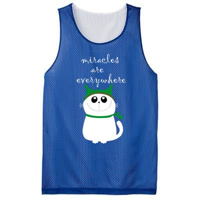 Miracles Are Everywhere Cute Xmas Cat Design Christmas Gift Mesh Reversible Basketball Jersey Tank