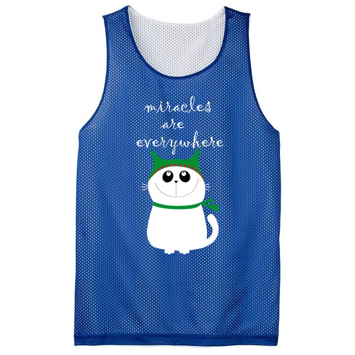 Miracles Are Everywhere Cute Xmas Cat Design Christmas Gift Mesh Reversible Basketball Jersey Tank