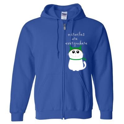 Miracles Are Everywhere Cute Xmas Cat Design Christmas Gift Full Zip Hoodie