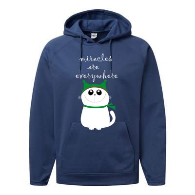 Miracles Are Everywhere Cute Xmas Cat Design Christmas Gift Performance Fleece Hoodie