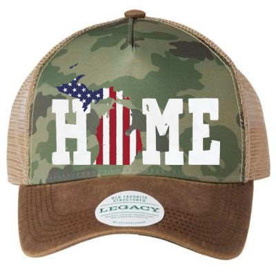 Michigan American Flag Home State Shape Distressed Look Legacy Tie Dye Trucker Hat