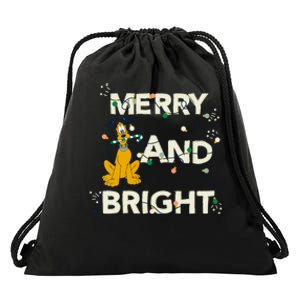 Mickey And Friends Christmas Pluto Merry And Bright Long Sleeve Drawstring Bag