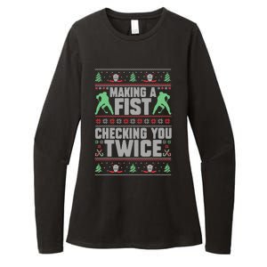 Making A Fist Checking You Twice Ugly Christmas  Womens CVC Long Sleeve Shirt