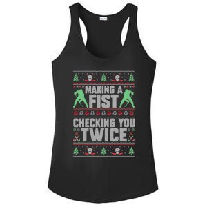 Making A Fist Checking You Twice Ugly Christmas  Ladies PosiCharge Competitor Racerback Tank