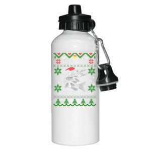 Muskie Angler Fishmas Musky Fishing Funny Gift Ugly Christmas Gift Aluminum Water Bottle