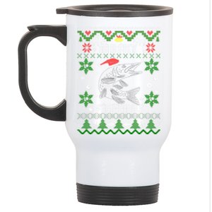 Muskie Angler Fishmas Musky Fishing Funny Gift Ugly Christmas Gift Stainless Steel Travel Mug