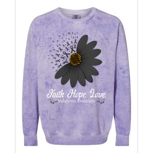 Melanoma Awareness Faith Hope Love Black Ribbon Support Gift Cute Gift Colorblast Crewneck Sweatshirt