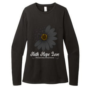 Melanoma Awareness Faith Hope Love Black Ribbon Support Gift Cute Gift Womens CVC Long Sleeve Shirt