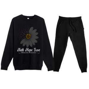 Melanoma Awareness Faith Hope Love Black Ribbon Support Gift Cute Gift Premium Crewneck Sweatsuit Set