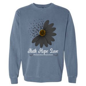 Melanoma Awareness Faith Hope Love Black Ribbon Support Gift Cute Gift Garment-Dyed Sweatshirt