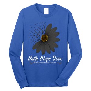 Melanoma Awareness Faith Hope Love Black Ribbon Support Gift Cute Gift Long Sleeve Shirt