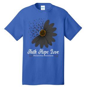 Melanoma Awareness Faith Hope Love Black Ribbon Support Gift Cute Gift Tall T-Shirt