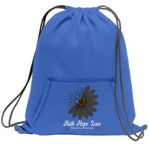 Melanoma Awareness Faith Hope Love Black Ribbon Support Gift Cute Gift Sweatshirt Cinch Pack Bag