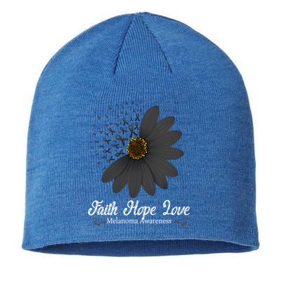 Melanoma Awareness Faith Hope Love Black Ribbon Support Gift Cute Gift Sustainable Beanie