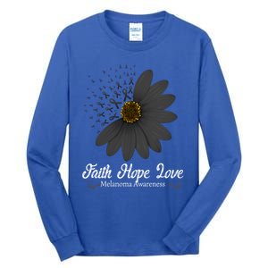 Melanoma Awareness Faith Hope Love Black Ribbon Support Gift Cute Gift Tall Long Sleeve T-Shirt