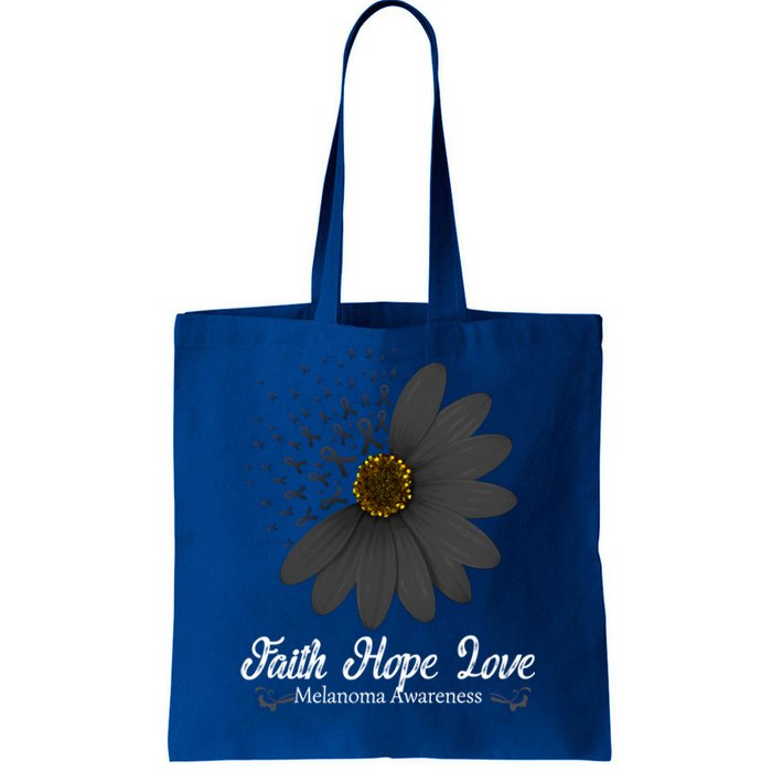 Melanoma Awareness Faith Hope Love Black Ribbon Support Gift Cute Gift Tote Bag