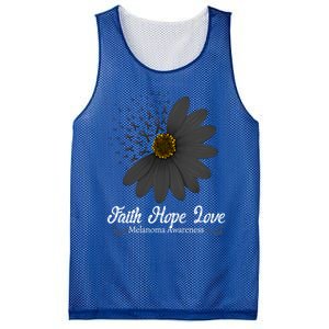 Melanoma Awareness Faith Hope Love Black Ribbon Support Gift Cute Gift Mesh Reversible Basketball Jersey Tank