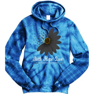 Melanoma Awareness Faith Hope Love Black Ribbon Support Gift Cute Gift Tie Dye Hoodie