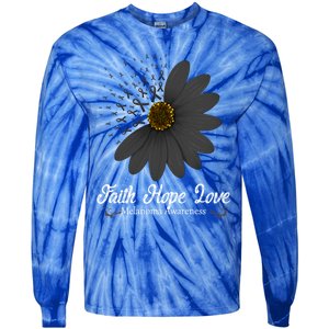 Melanoma Awareness Faith Hope Love Black Ribbon Support Gift Cute Gift Tie-Dye Long Sleeve Shirt