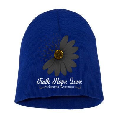 Melanoma Awareness Faith Hope Love Black Ribbon Support Gift Cute Gift Short Acrylic Beanie