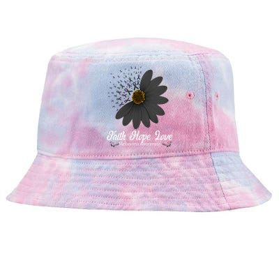 Melanoma Awareness Faith Hope Love Black Ribbon Support Gift Cute Gift Tie-Dyed Bucket Hat