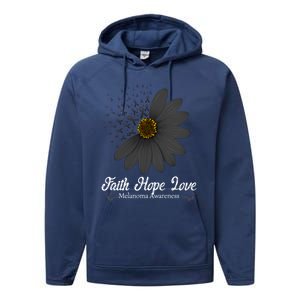 Melanoma Awareness Faith Hope Love Black Ribbon Support Gift Cute Gift Performance Fleece Hoodie