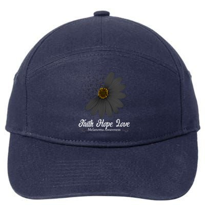 Melanoma Awareness Faith Hope Love Black Ribbon Support Gift Cute Gift 7-Panel Snapback Hat