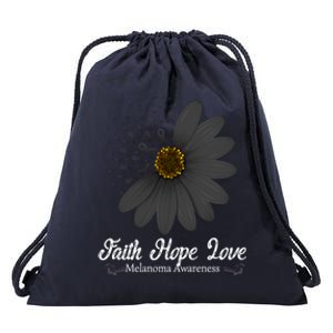 Melanoma Awareness Faith Hope Love Black Ribbon Support Gift Cute Gift Drawstring Bag