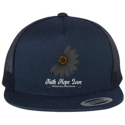 Melanoma Awareness Faith Hope Love Black Ribbon Support Gift Cute Gift Flat Bill Trucker Hat