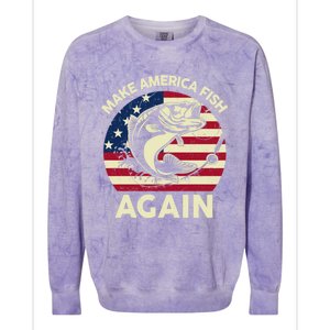 Make America Fishing Again Gift 4th Of July Funny Bass Fish Gift Colorblast Crewneck Sweatshirt