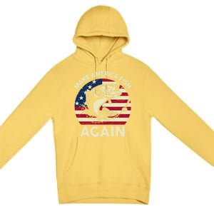 Make America Fishing Again Gift 4th Of July Funny Bass Fish Gift Premium Pullover Hoodie