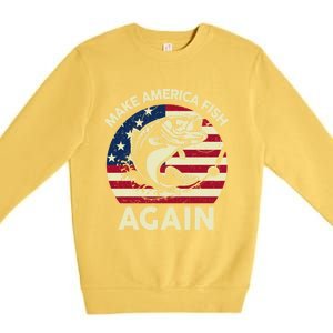 Make America Fishing Again Gift 4th Of July Funny Bass Fish Gift Premium Crewneck Sweatshirt