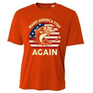 Make America Fishing Again Gift 4th Of July Funny Bass Fish Gift Cooling Performance Crew T-Shirt