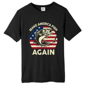 Make America Fishing Again Gift 4th Of July Funny Bass Fish Gift Tall Fusion ChromaSoft Performance T-Shirt