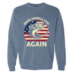 Make America Fishing Again Gift 4th Of July Funny Bass Fish Gift Garment-Dyed Sweatshirt