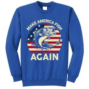 Make America Fishing Again Gift 4th Of July Funny Bass Fish Gift Sweatshirt