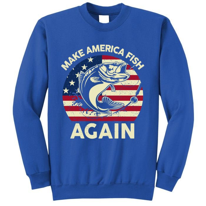 Make America Fishing Again Gift 4th Of July Funny Bass Fish Gift Sweatshirt