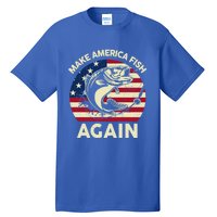 Make America Fishing Again Gift 4th Of July Funny Bass Fish Gift Tall T-Shirt