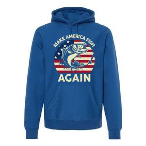 Make America Fishing Again Gift 4th Of July Funny Bass Fish Gift Premium Hoodie