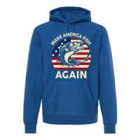 Make America Fishing Again Gift 4th Of July Funny Bass Fish Gift Premium Hoodie